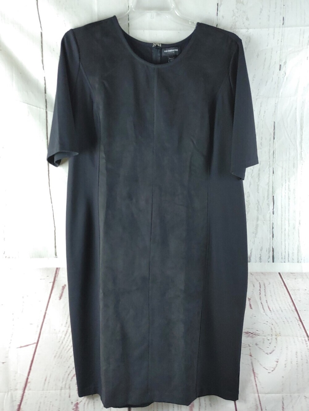 Liz Claiborne Career Womens XXLT Black Sheath Midi Dress Short Sleeve NWT $70